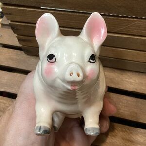 Charming Vintage Ceramic Pink Pig Figurine Marked Japan Farm Animals Decor